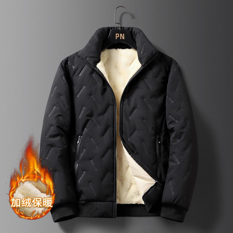 

Lamb wool padded jacket men s winter stand-up collar padded jacket urban large size velvet thickened windproof warm top men L