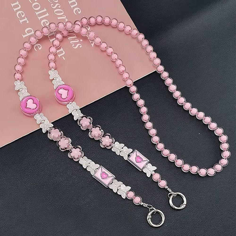 Beads Crossbody Phone Strap Bowknot Phone Neck Straps Mobile Phone Lanyard  Phone Case Hanging