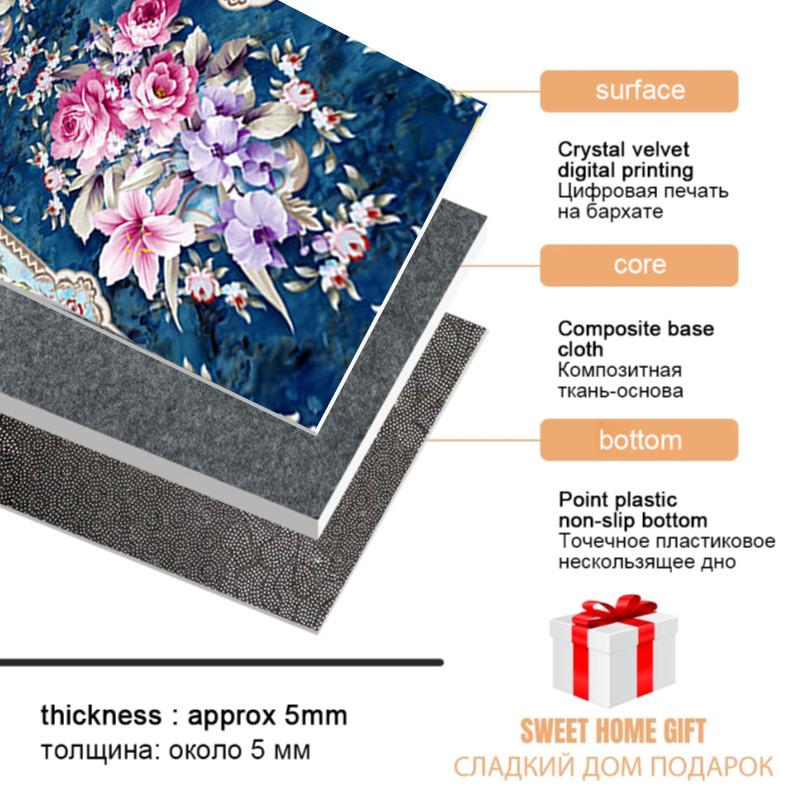 National Floral Living Room Area Rug European Corridor Hallway Carpet Bedroom Kitchen Floor Rug Anti-Skid Mat Entrance Doormat