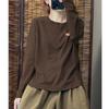 Casual Long-sleeved Bottoming Shirt New Autumn Wear Simple Korean Fashion Loose Button Splicing T-shirt for Women
