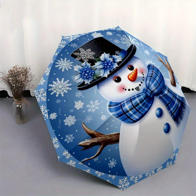Winter Wonderland Snowman Umbrella, Portable 3-Fold Compact Umbrella,Christmas Gift ES410