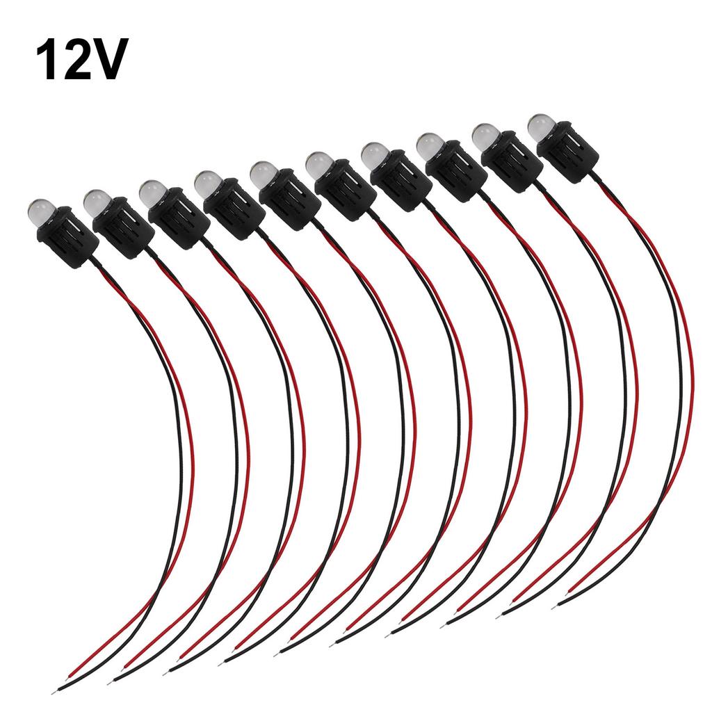 10 Pcs 12V  Pre-Wired Constant LED Ultra Clear Bulb Cable Prewired Led Lamp RGB LED Night Light 10mm DIY Home Garden Party Decor