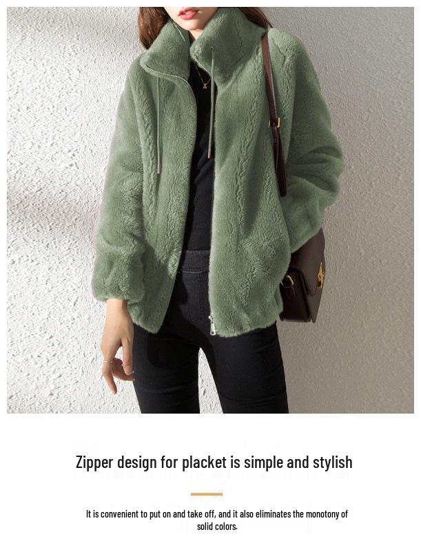 Dámská zimní oboustranná fleecová bunda se stojáčkem a zipem