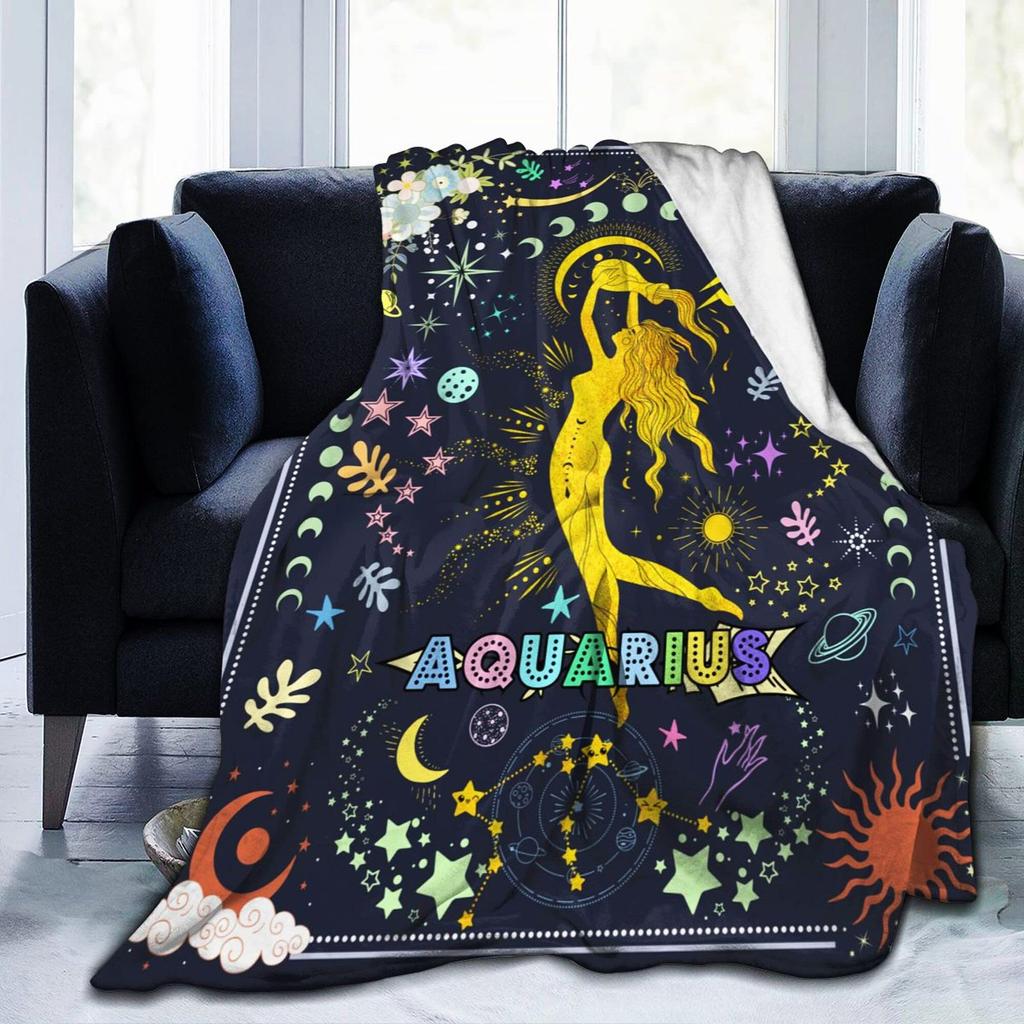 Constellation patterns Printed Blanket for Sofa Bed Travel Camping Living Room Office Conditioning Blanket for All Seasons Gifts
