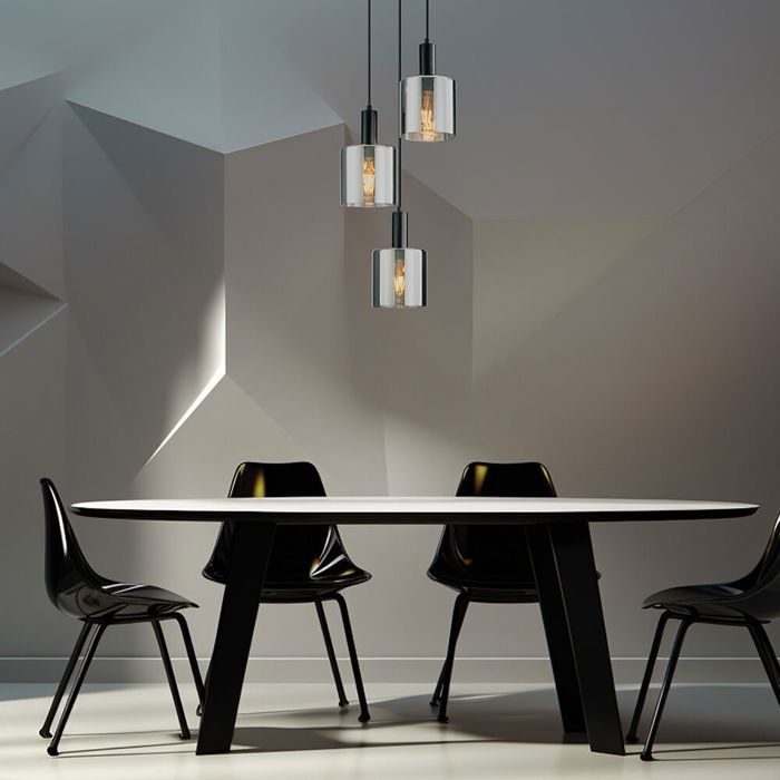 Suspension décorative - BRAYTRON - BV01-00071 - 3xE27 - 23W - Verre fumé