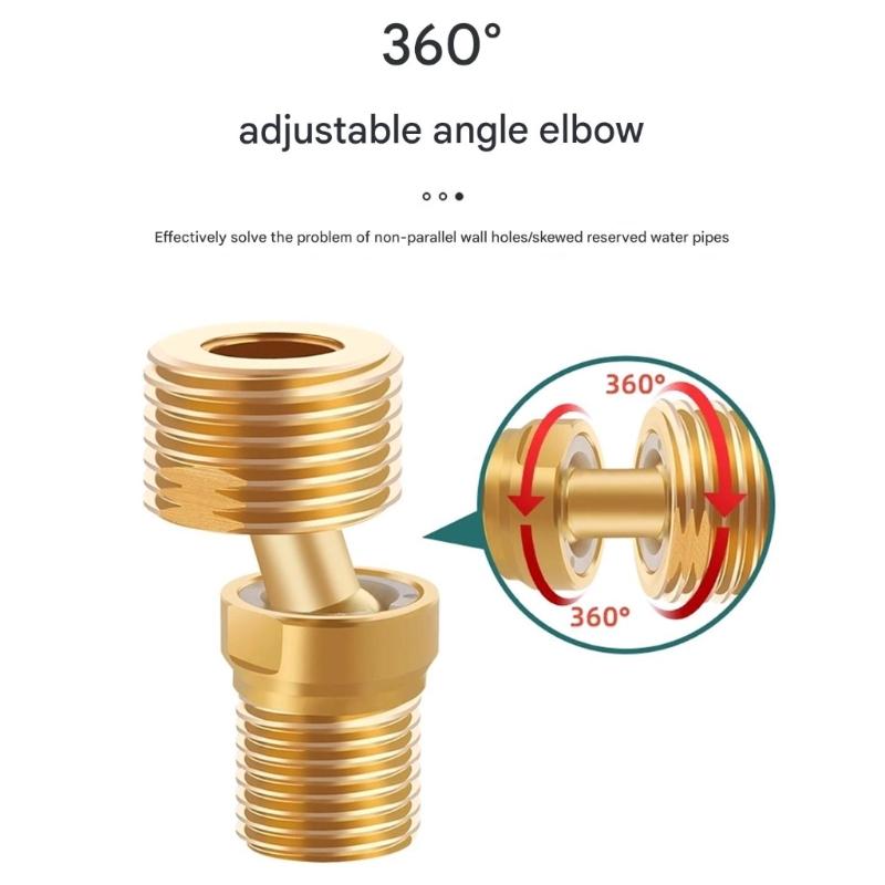 360 Degree Adjustable Angled Bents Base Lengthened Brass Shower Tap Adapter Curved Feet for Kitchen and Bathroom