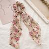 Women Hair Band Floral Printing High Elasticity Long Ribbon Hair Tie Ponytail Bun Half-Tied Hairstyles Chiffon Fabric Hair Accessory