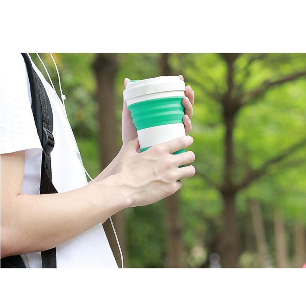 Retractable Silica Gel Coffee Cup Simple Solid Color for Travel Office