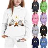Kids Hoodie and Pants Set Halloween Print Pullover Sweatshirt with Hood Long Sleeve Top and Elastic Waist Bottoms for Children