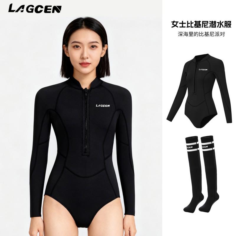 LAGCEN Womens Full Body Neoprene Wetsuit Scuba Diving Snorkeling Surfing Water Sports Warm Thermal Protection
