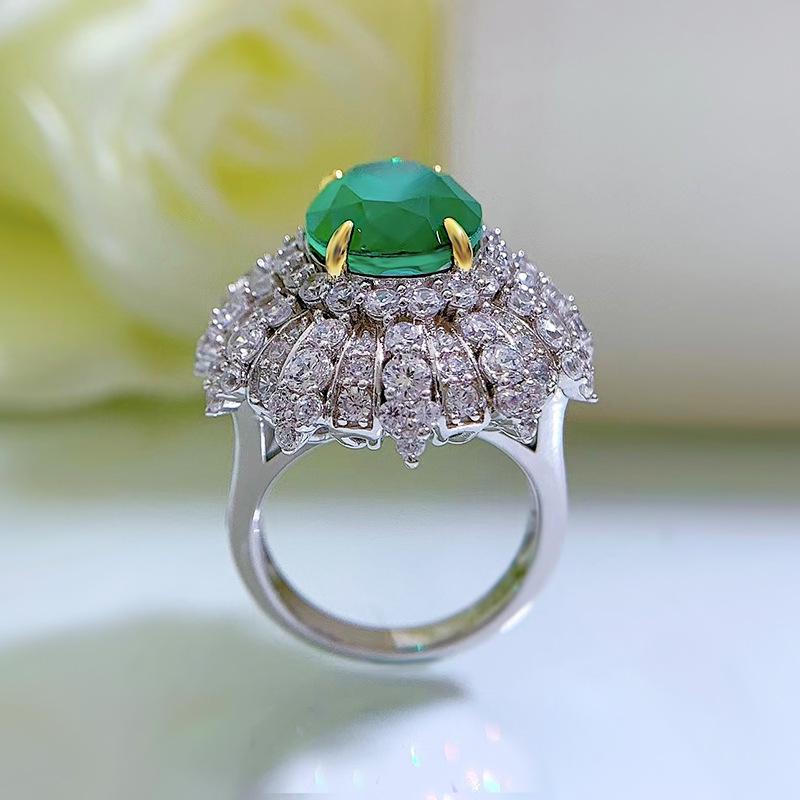 Lulu Tong Luxury S925 Silver Simulated Emerald-Cut Oval High Carbon Diamond Jewelry