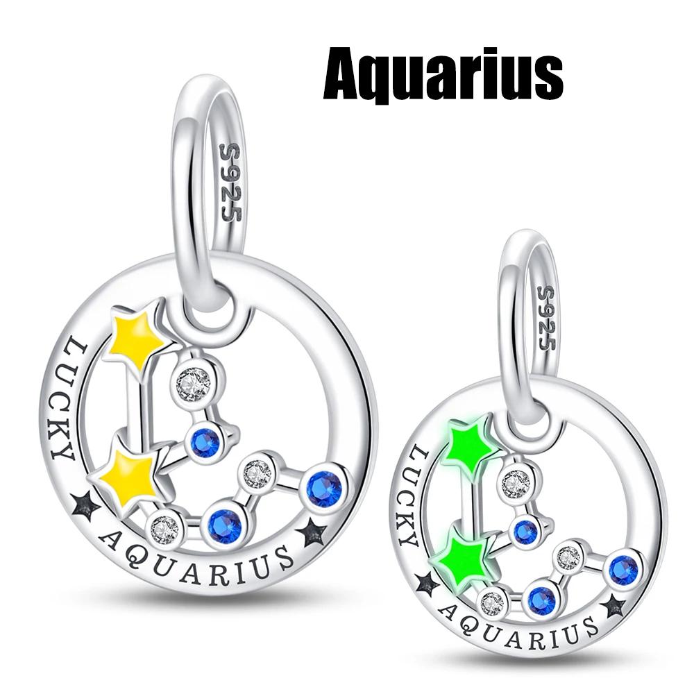 Charms Copper Luminous 12 Constellation Product Series Suitable For Bracelet Do-It-Yourself Women'S Pendant Charms For Jewelry Designing