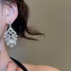 Two-Piece Rhinestone Inlaid Water Drop Earrings & Necklace - European Retro Luxury Style for Women