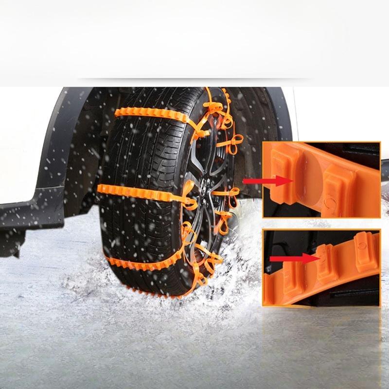 10Pcs Car anti-slip cable ties, emergency plastic anti-slip chains, tire straps to prevent skidding in snow and mud