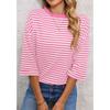 New Women's Round Neck Striped Back Tie Bow Pullover Knitted Top