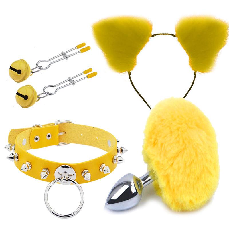 Sexy Ears Barrettes Nipple Clamp Sex Product Men's and Women's Appliances Sex Product SM Metal Sexy Suit Fox Tail