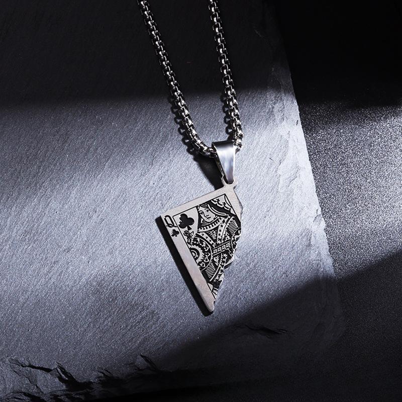 Original European and American Poker Q/K Pendant Necklace Trendy Men and Women