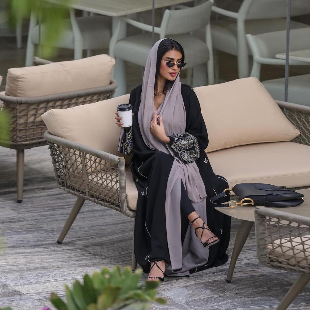 MQ105 Embroidered Patchwork Abaya Cardigan - Spring/Summer Trend