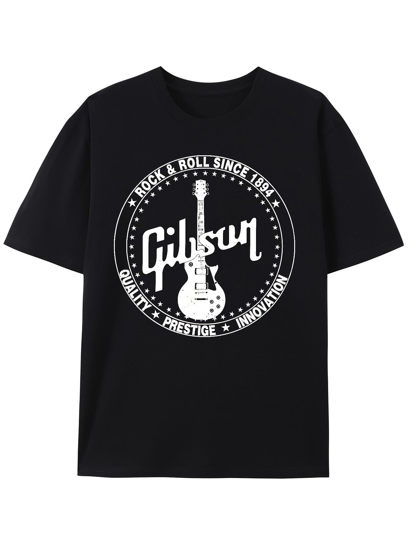 

1894 Comfortable Cotton Gibson Rock-Inspired Round Neck Short Sleeve T-Shirt for Unisex M