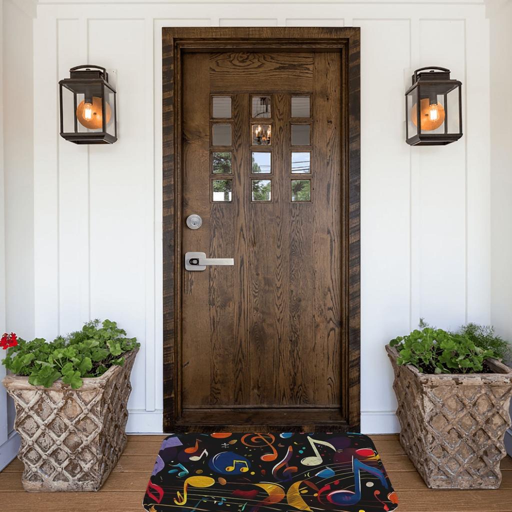 1PC Vibrant Musical Notation Kitchen Rug Non-Slip Door Mat Pop design Bathroom Rug Bath Mat Carpet for Home Sink Laundry Decor