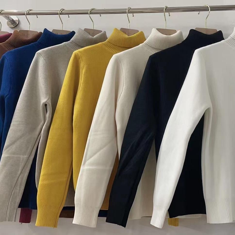 Autumn and Winter High-neck and Fleece Sweaters, Women's Thickened One-piece Velvet Knitwear, with a Slim Mink Bottom Thermal Top