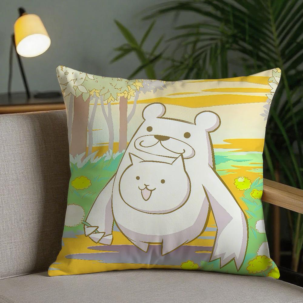 Cartoon The BBattle Cats Pillow Case Square DoubleSided Printing Sofa Cushion Cover Pillowcase Bedroom Bedside