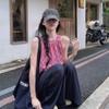 Retro Versatile Contrasting Color Plaid Sleeveless Vest for Women Summer New Sweet Loose Top