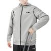 Li-Ning Letter Print Sports Casual Hooded Raglan Loose Zipper Jacket Men jackets Coin-Gray AFDUA71-2