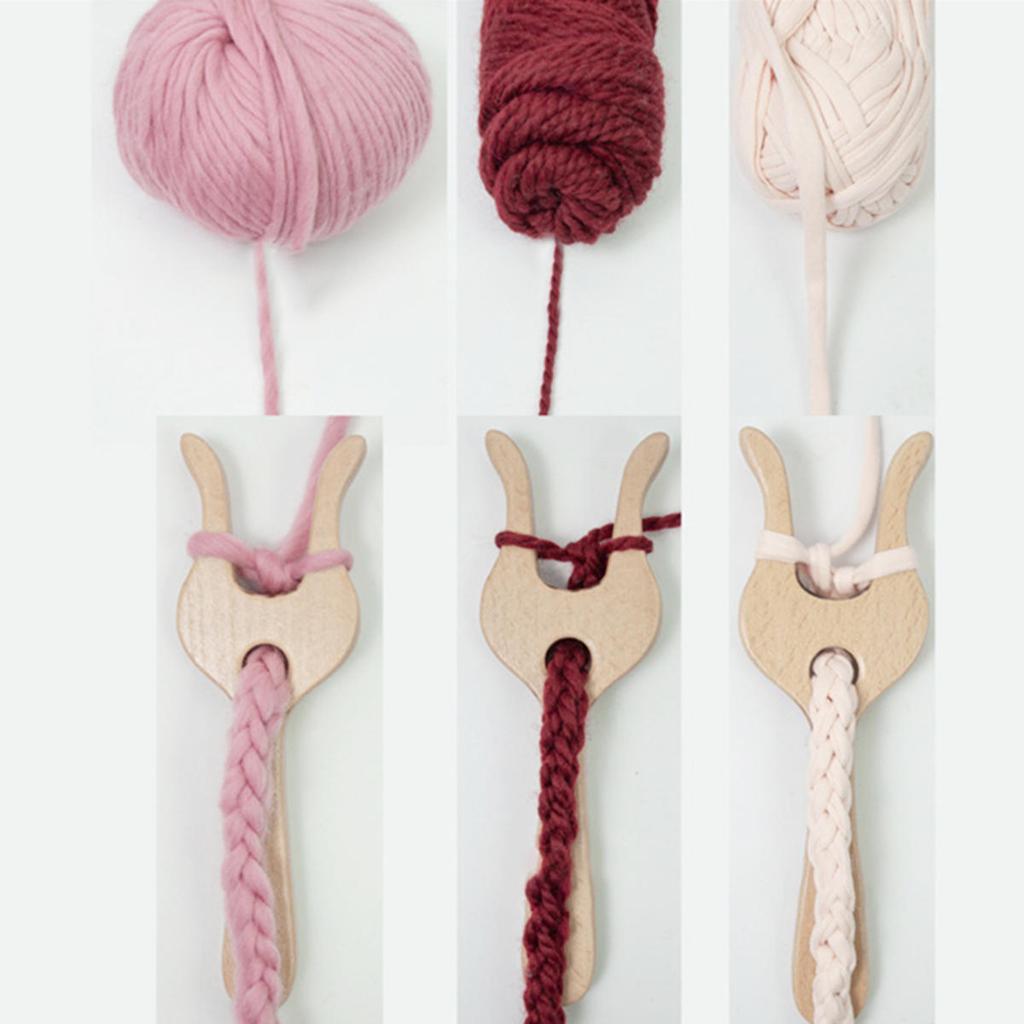Hölzernes Lucet Häkelgabel Set Multifunktionales Strickwerkzeug Hölzerne Webgabel zum Häkeln Stricken Flechten Anfänger