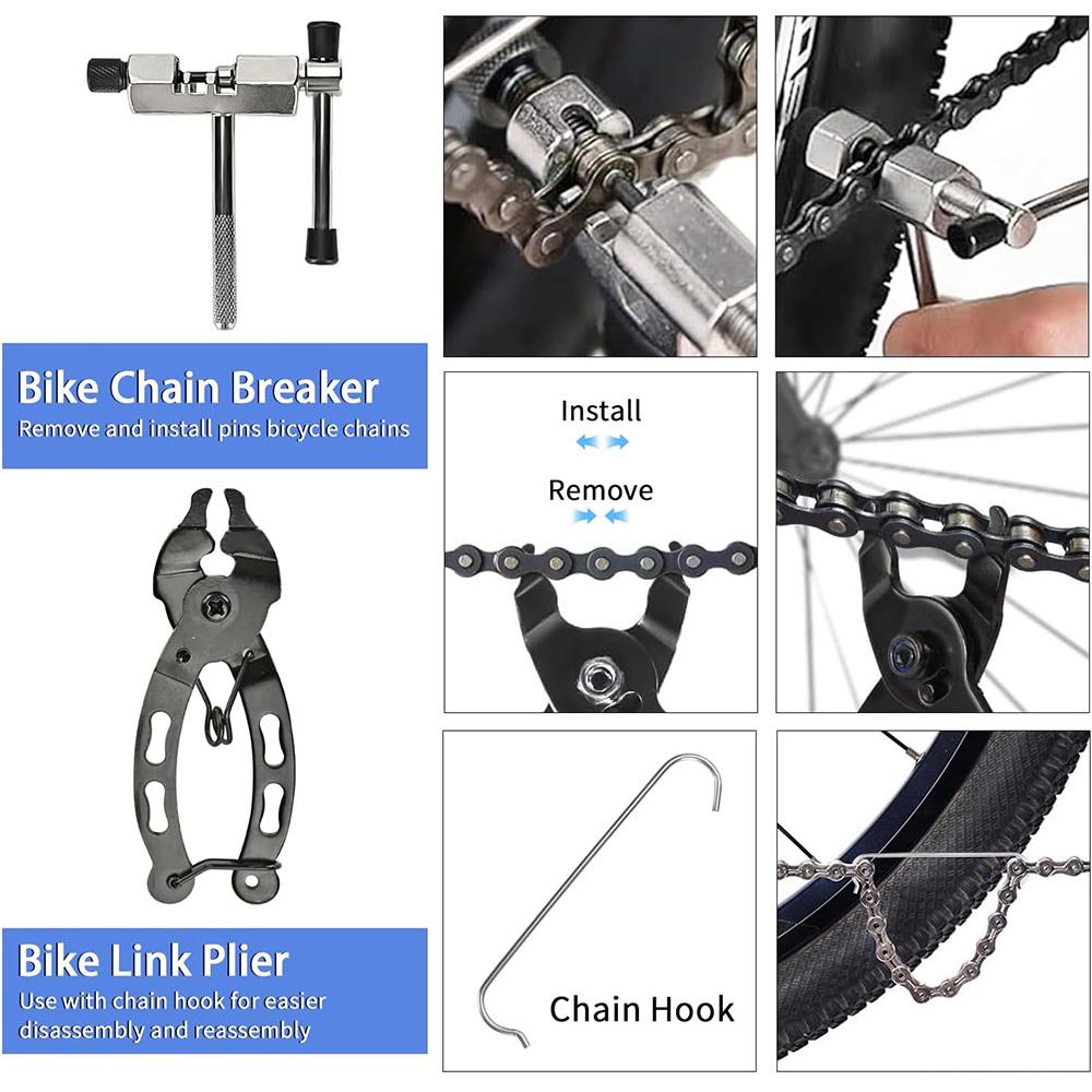 Bike Tool Kit Professional Bike Repair Tools with Cassette Remover Wrench Chain Breaker Cycling MTB Road Bike Maintenance Tool