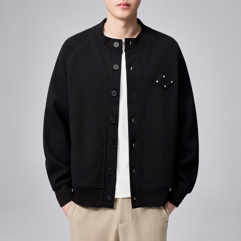 Giacca Nuova Primavera da Uomo con Collo Henley e Maniche Raglan