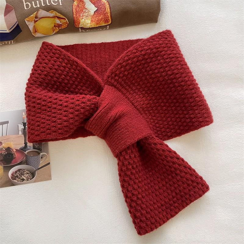 1Pieces Women's Wool Scarf Winter Internet Celebrity Lazy Knitted Warm Solid Color Neck Protection Mountaineering Scarf