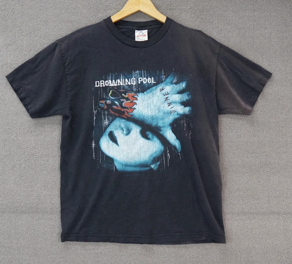 

Винтажная футболка Drowning Pool L Y2K Футболка группы в стиле ню-метал Футболка с альбомом Sinner Графическая футболка с коротким рукавом Унисекс Мужчины Женщины Лето 2025 Новая 4XL