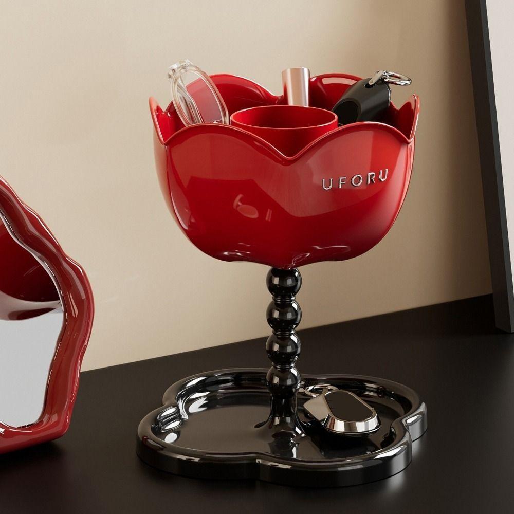 Plastic Flower Shape Storage Rack Space Saving Key Organizer Makeup Brush Storage Box Bedroom