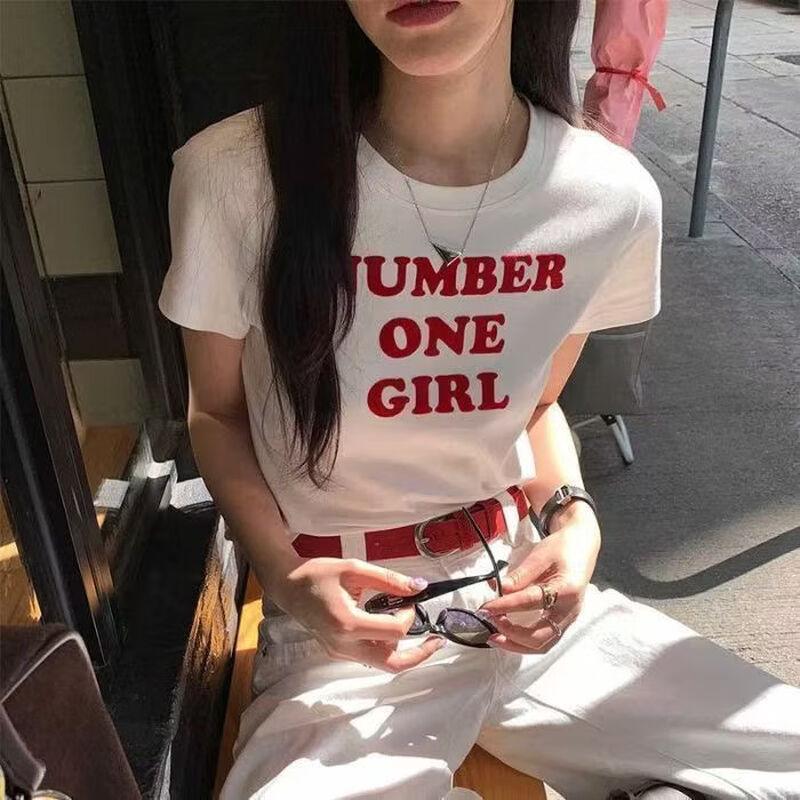 YUZHAOLIN Women s Letter Print Short Sleeve T-Shirt M