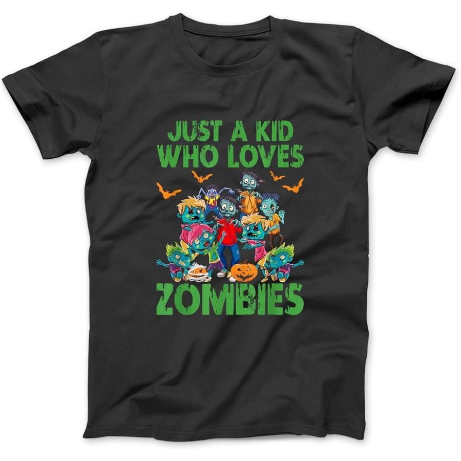 Just A Kid Who Loves Zombies Halloween Zombie Enthusiast T-Shirt NVY Men Women Unisex, Longsleeve Tanktop Hoodie S