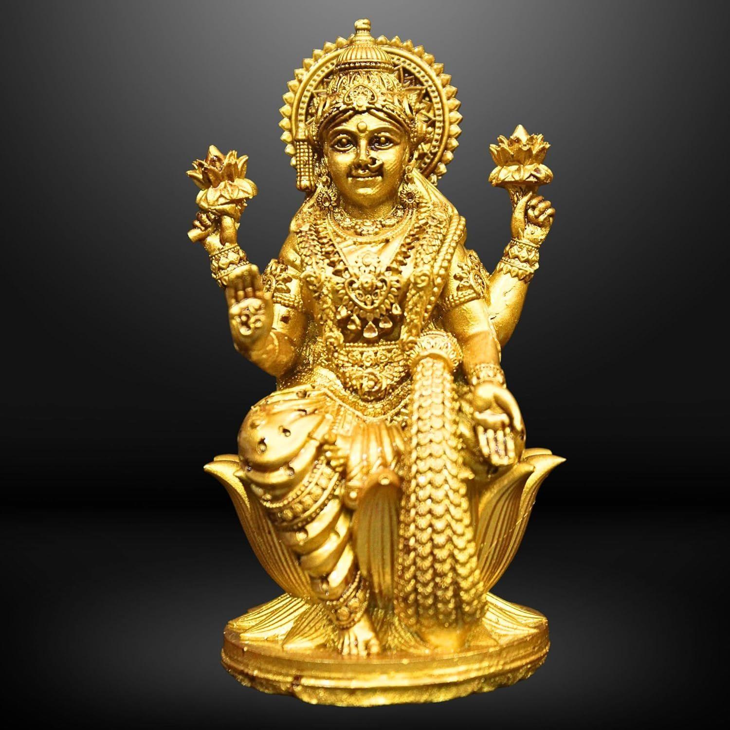 

Богиня Лакшми Лакшми Деви МАТА Идол - 4,5 дюйма Полистоун Материал Мурти - Цвет - Латунь, Серебро – Идеальная Статуэтка для Приборной Панели Автомобиля 4.5 Inch