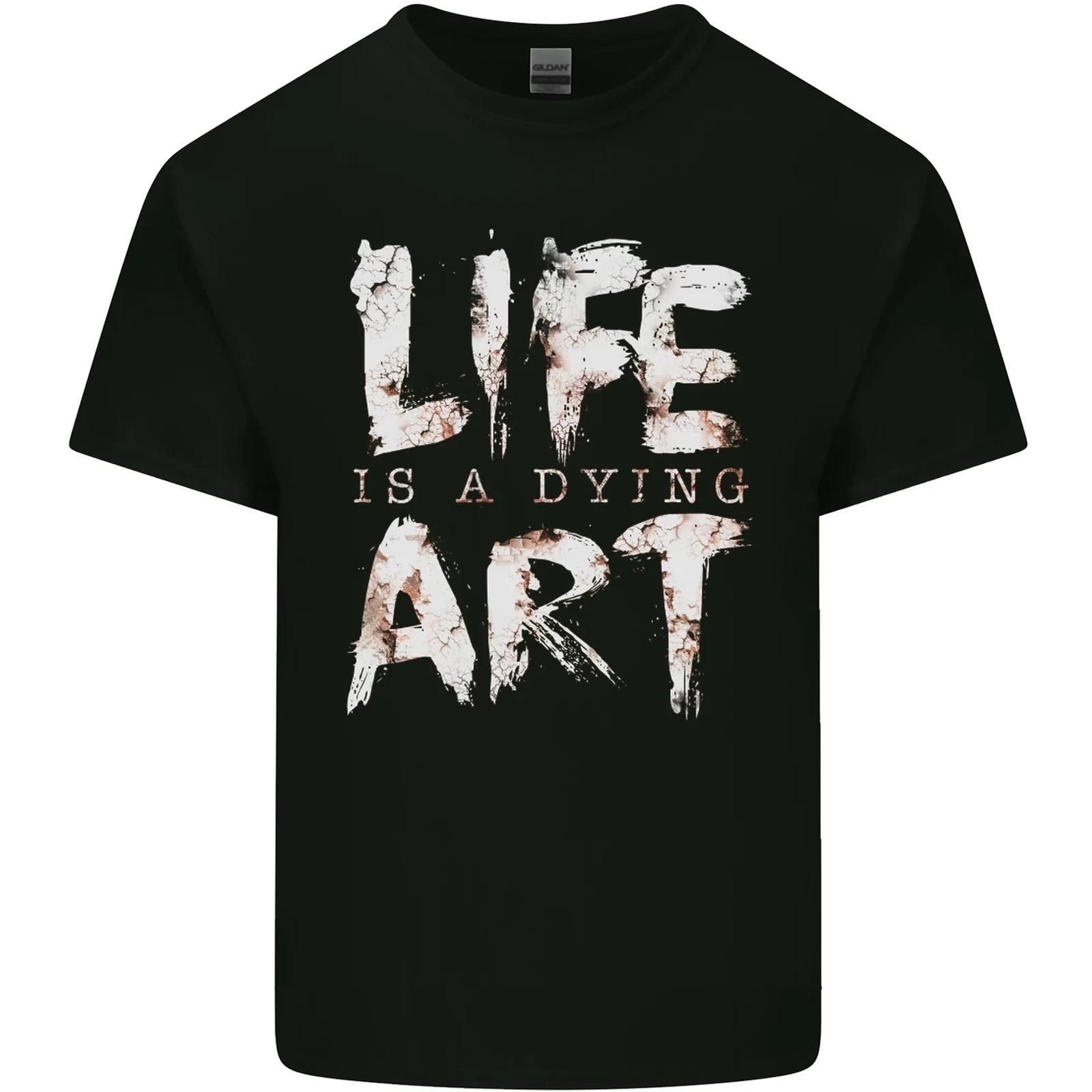 Life is a Dying Art Slogan Pessimist Artist Kids T-Shirt Childrens 4XL