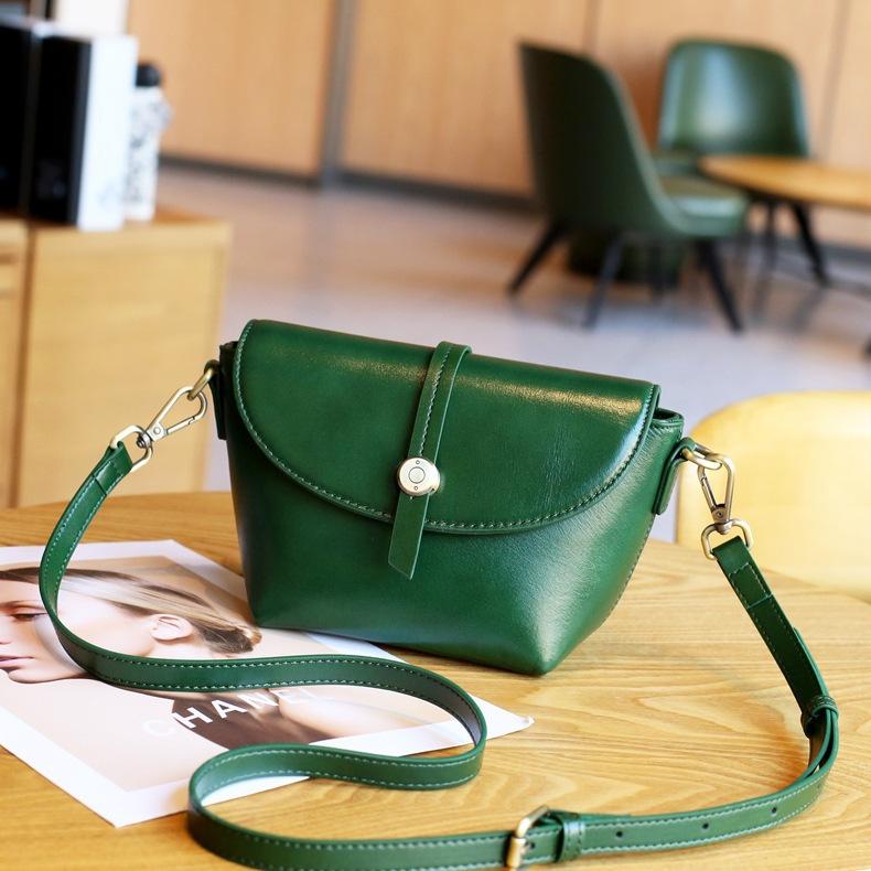 Summer Fashion and High-end Leather Women's Bag, Top Layer Leather Small Bag, Vegetable-tanned Leather Crossbody Single-shoulder Bag