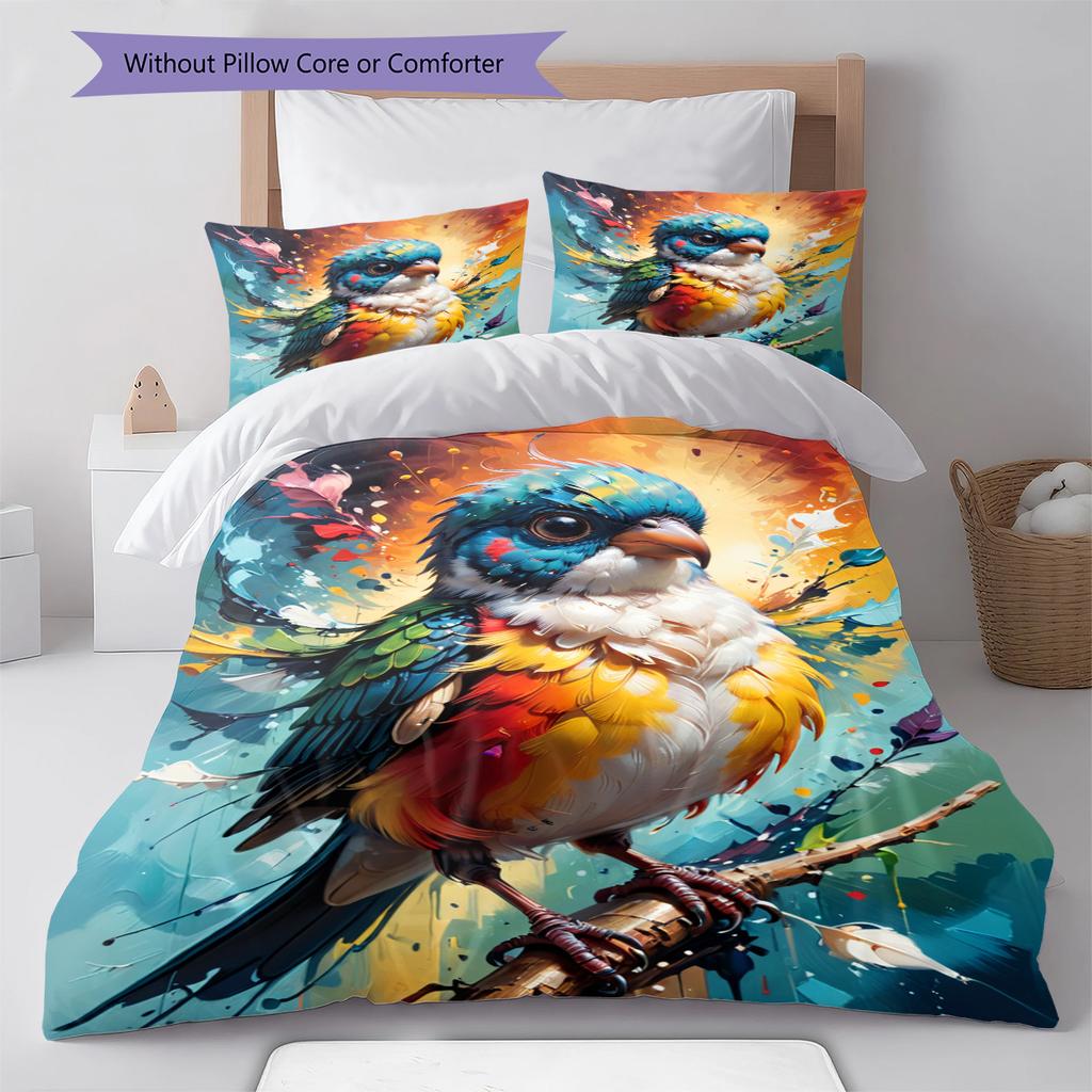 Set cu cuvertură și fețe de pernă cu model de desene animate Decorare casă Cadou de ziua de naștere (1 * husă de pilotă + 2 * fețe de pernă, fără miez)