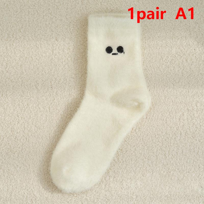 

Добавить бархатные носки из норки для детей на осень и зиму, теплые, для девочек, дезодорирующие, с вышивкой, махровые носки с маленькими глазками, толстые