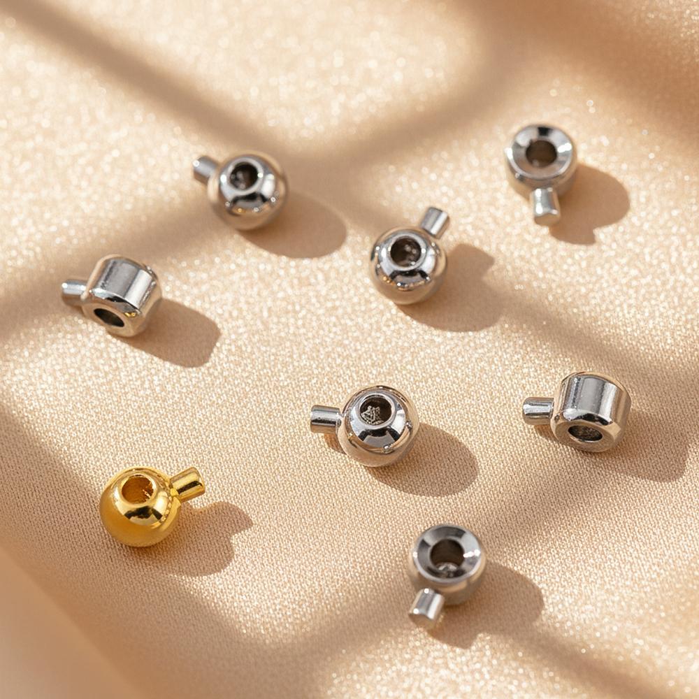 10/20pcs 18K Gold Plated Brass Crimp End Bead DIY Bracelet Stopper Bead Closures End Clip Snap Clasps Jewelry Making Accessories