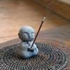 Japanese Mini Buddha Incense Holder for Sticks Little Zen Monk Incense Burner Sandstone for Room Desktop Decor