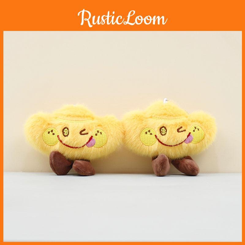 Gold Lucky Fortune Coin Pendant Plush Yuanbao Keychain  Bag Charm Toy Doll