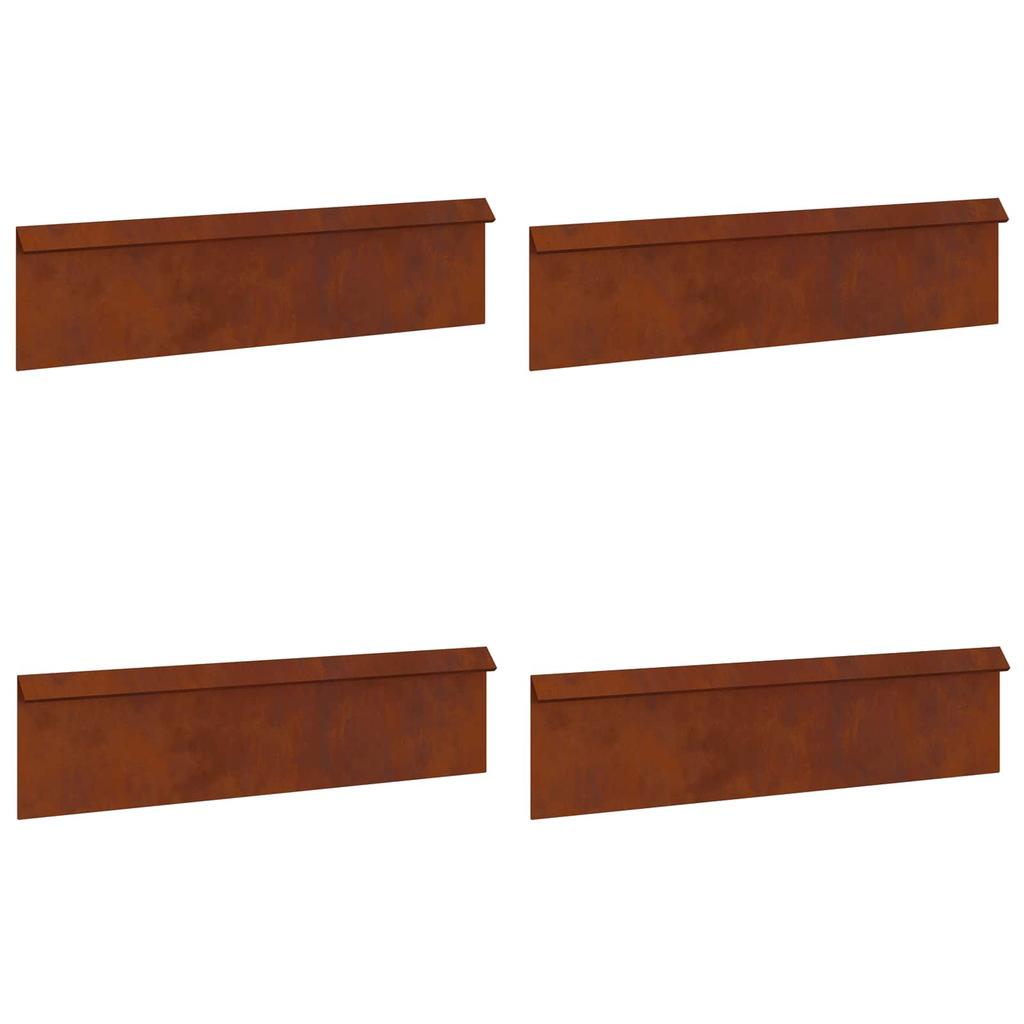 Snail Fence 4 pcs Rust coloured 100 x 3.5 x 25 cm Weatherproof Steel