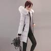 Women's Fashion Big Hair Collar Slim Waist Long Down Cotton Jacket Cotton Coat
