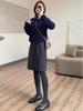 Women's Elegant A-line Wool Blend Skirt with Elastic Waist for Autumn/Winter