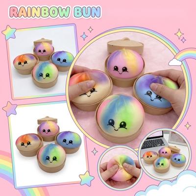 Bun Stress Relief Toy for Squeezing Slow Rising Bun Shape with Smiling Face for Office Home School Use Gift