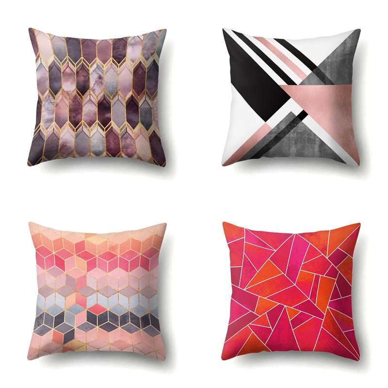 Polyester Pillow Case Decorative Geometric Home Printed Pillow Case Waist Cushion Cover Car Cushion Head Cushion Cover