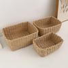 3Pcs Woven Storage Basket Natural Rattan Paper Rope Stackable Square Open Design for Kitchen Bedroom Living Room Bathroom Storage Organizers Home Tidy